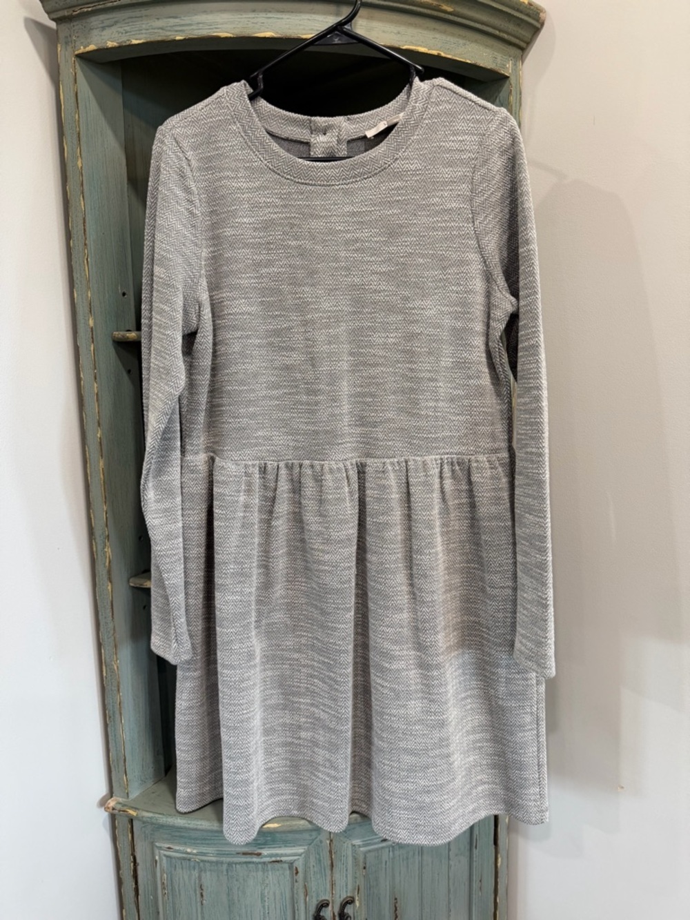 Gray Long-Sleeve Knit Dress